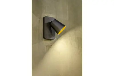 Decor Elli modern svart vägglampa med strömbrytare och 1 ljuskälla 4533