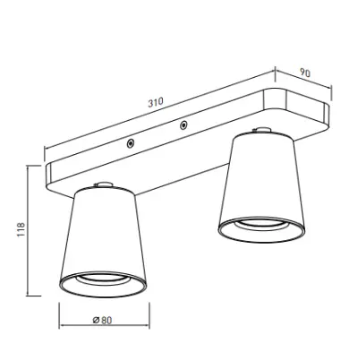 Decor Elli modern svart taklampa med 2 ljuskällor 4557