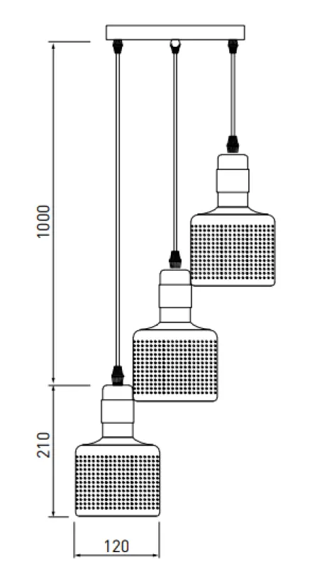 Dekor Bellis vit och guld cylindrisk hänglampa med 3 ljuskällor 4611