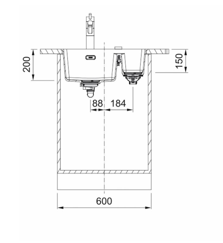 Franke Maris MRG 160-34-15 Fragranite Onyx diskho Höger underbyggnad