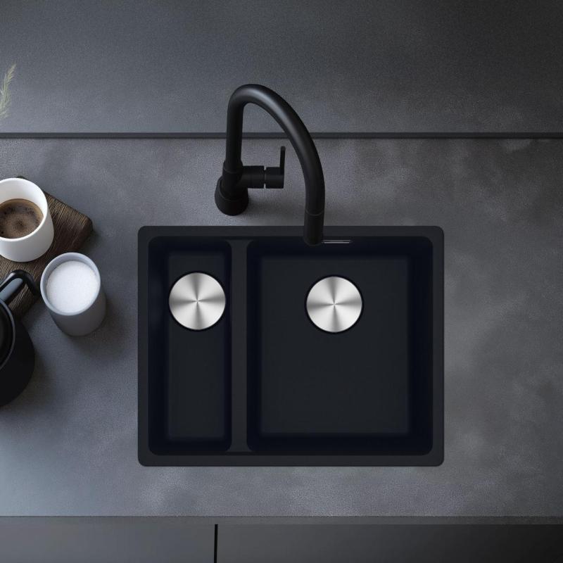 Franke Maris MRG 260-34-15 Fragranite Matt svart diskbänk Vänster sida infälld installation