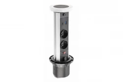 Indux Lift sänkbar jordspett vit köksuttag i arbetsbänk med belysning, 2 x USB och trådlös laddning 1208957837