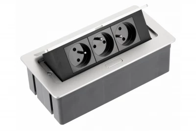 Indux Flip Medium köksuttag jordat i arbetsbänken eller överskåp aluminium med 3 uttag 1208957846