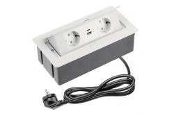 Indux Flip Medium köksuttag med jord i arbetsbänken eller överskåp, vitt, med 2 uttag och USB A+C-laddare 1208957847