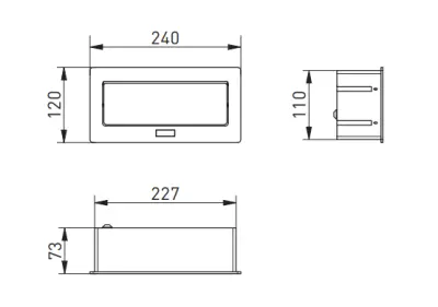 Indux Flip Medium köksuttag med jordning i arbetsbänken eller överskåpet aluminium med 2 eluttag och 2 USB-laddare 1208957848