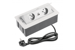 Indux Flip Medium köksuttag jordat i arbetsbänken eller överkåpan vit med 2 uttag och 2 USB-laddare 1208957849