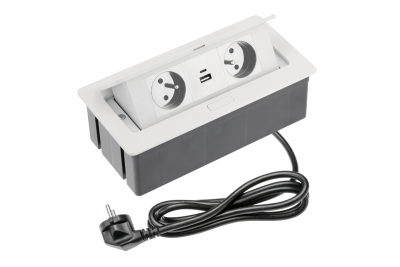 Indux Flip Medium köksuttag jordat i arbetsbänken eller överkåpan vit med 2 uttag och 2 USB-laddare 1208957849