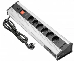 Indux Corner hörn- och fristående uttag i aluminium med 6 jordade uttag och 6 USB-uttag 1208957851