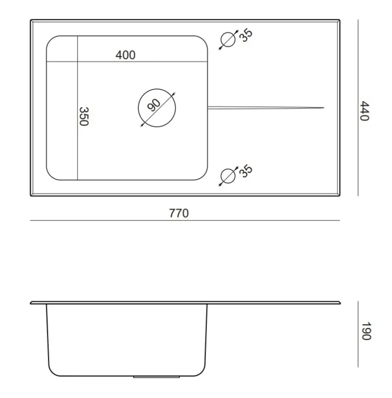 Quadri Glazz infälld rostfri diskbänk med vit glas avrinningsdel vändbar 77x44 1208957863