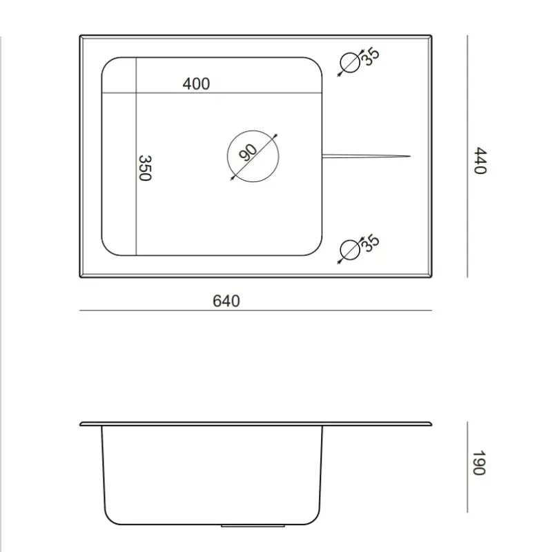 Quadri Glazz infälld rostfri diskho med svart glas avrinning 64x44 omvändbar 1208957864