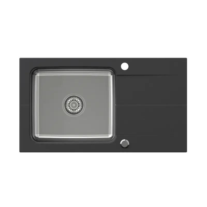 Quadri Fusion infälld diskho i rostfritt stål med avrinning i onyxgranit 78x44 vändbar 1208957871