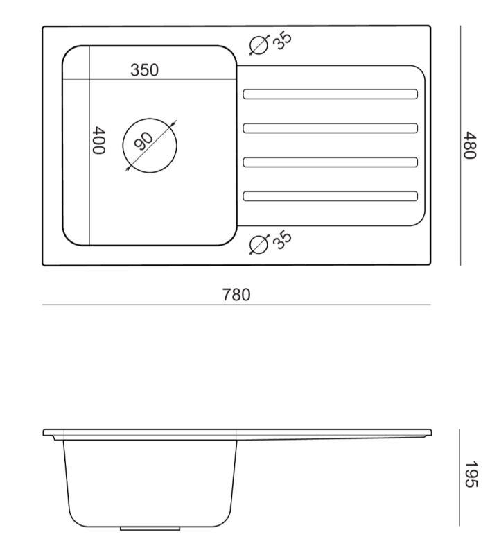 Quadri Fusion infälld diskbänk i rostfritt stål med svart granit avrinningsområde 78x48 omvändbar 1208957875