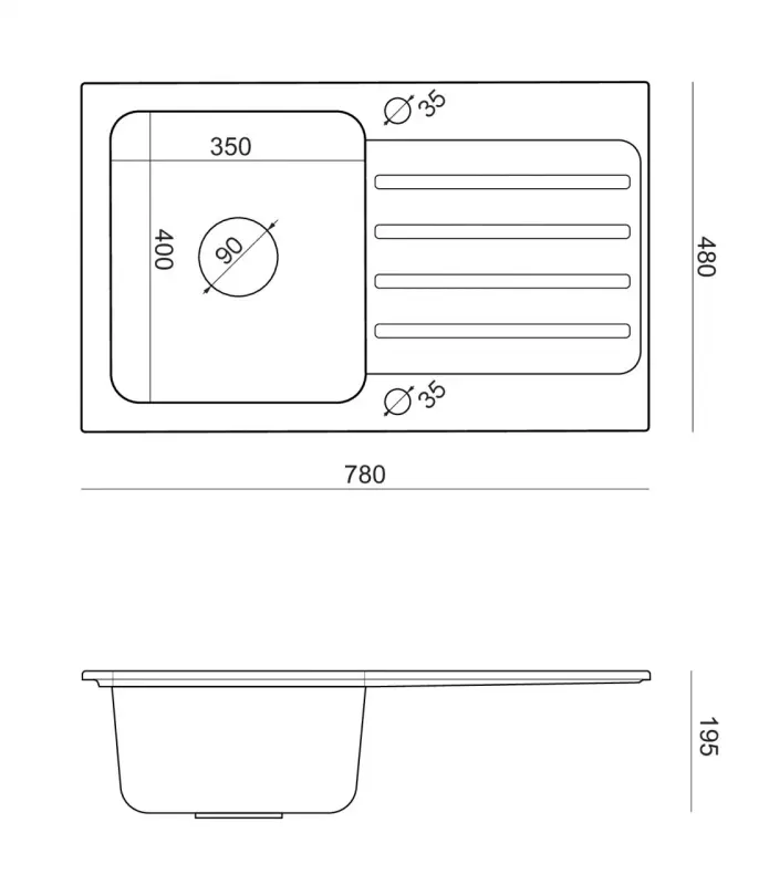 Quadri Fusion inbyggd diskho i rostfritt stål med avrinning i silverhård granit 78x48 vändbar 1208957877