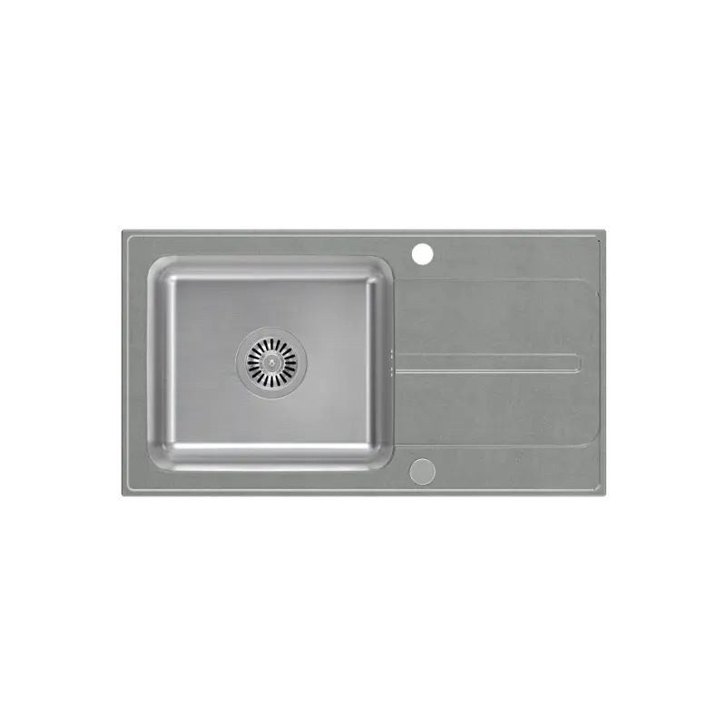 Quadri Fusion infälld diskho i rostfritt stål med avrinning i silvergranit 78x43 vändbar 1208957880