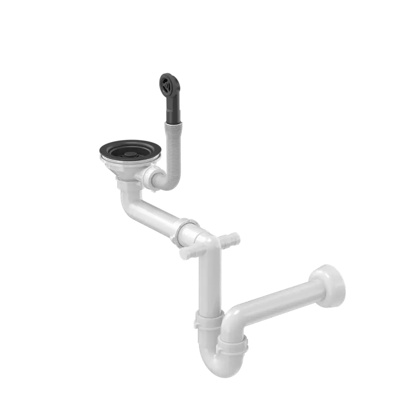 Quadri svart avloppssats diskho med rund bräddavlopp för 1 diskho 1208957899