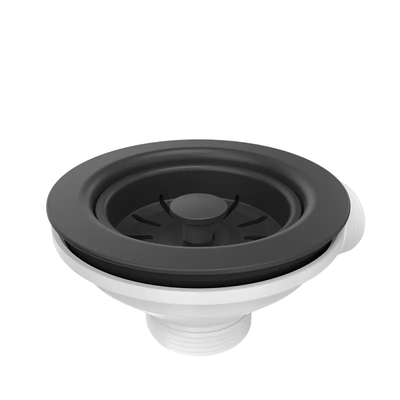 Quadri dubbel svart avloppsset med bräddavlopp för diskho 1208957902