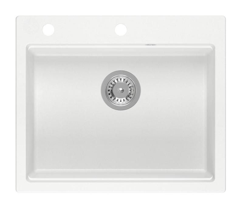 Quadri Durham vit granit påbyggnad diskho 595x500 med tvålpump, skärbräda, rullmatta, insatsbänk och rullmatta 1208957903