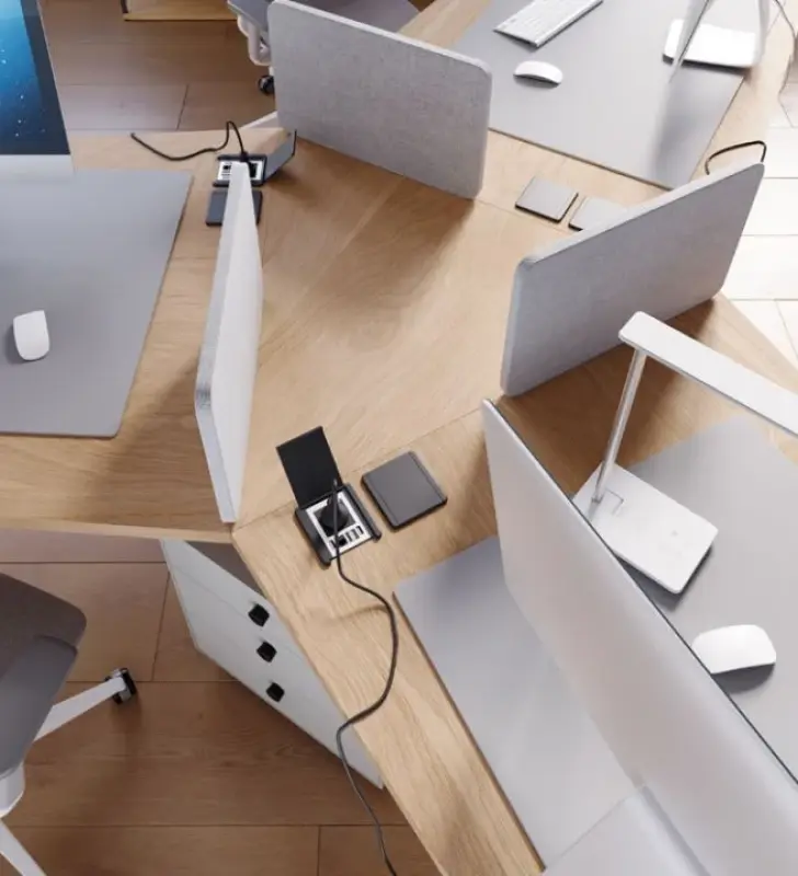 Indux Flip matt svart jordad inbyggd vägguttag med 2xUSB A, 1xRJ45 och 1 HDMI-anslutning 1208957917