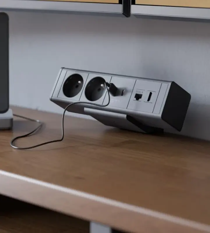 Indux Desk kontor eller bord matt svart lerjord uttag (2x) med 1xUSB A, 1xUSB C, 1xRJ45 och 1xHDMI 1208957920