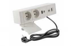 Indux Desk byrå eller bord matt vit jordad kontakt (2x) med 1xUSB A, 1xUSB C, 1xRJ45 och 1xHDMI 1208957921