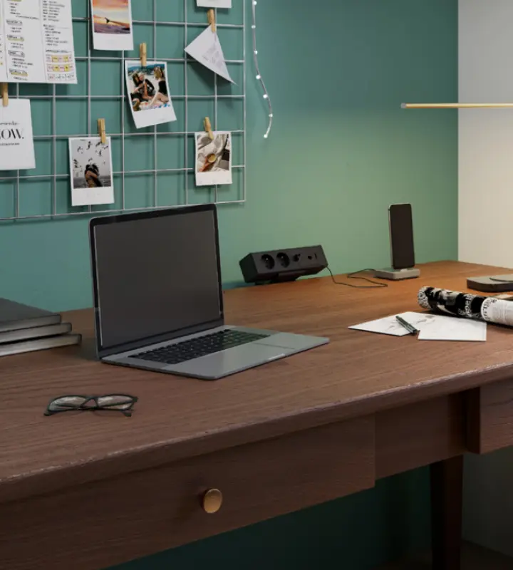 Indux Desk skrivbord eller bord mattsvart jordad eluttag (2x) med 1xUSB A, 1xUSB C, 1xRJ45 och 1xHDMI 1208957922