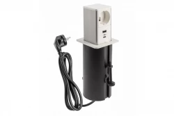 Indux Push utdragbart vitt jordat uttag med 1xUSB A och 1xUSB C med RVS lock 1208957929