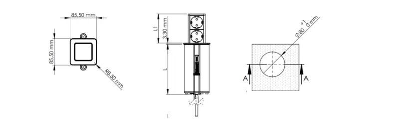 Indux Push utdragbart vitt jordat uttag med 1xUSB A och 1xUSB C med RVS lock 1208957929