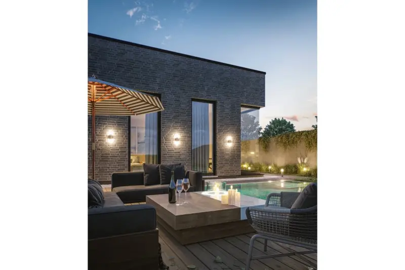 Verlichting Corta trädgårdsbelysning vägglampa antracit för 2 ljuskällor 1289002