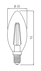 Decor Lumiere oval LED-lampa E14 Filament varmvit 2700K Rökglas 35mm