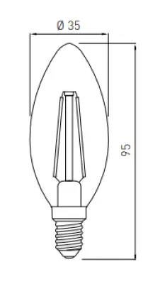 Decor Lumiere oval LED-lampa E14 Filament varmvit 2700K Rökglas 35mm