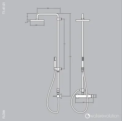 Waterevolution Flow duschkombination med regndusch matt svart T141PR