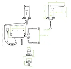 Aquadesign Sensor kran elektronisk tvättställsblandare med batteri eller nätström svart 1208958190