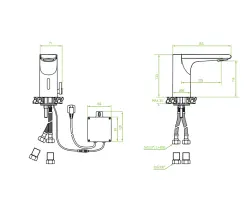 Aquadesign Sensor kran elektronisk tvättställsblandare med batteri eller nätström svart 1208958192