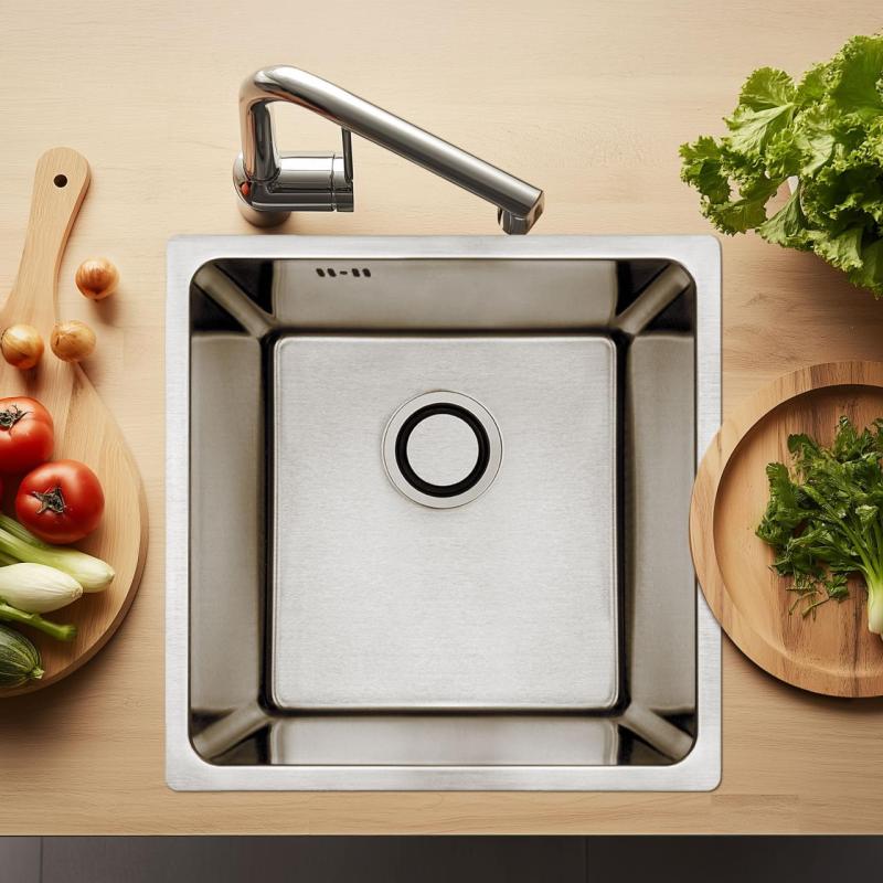 Aquadesign R25 stål ovanbänk, underbänk och infälld diskho i rostfritt stål 40x40 cm 1208958206