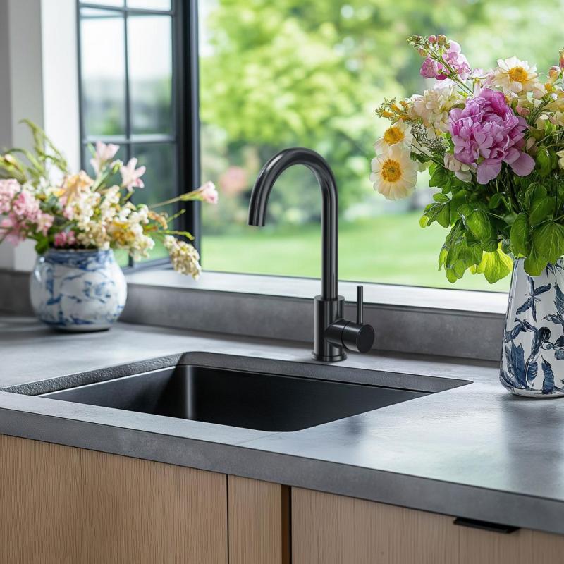 Aquadesign R25 stål infällning, undermontering och planmontering diskho i gun metal 40x40cm 1208958207