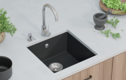 GraniteMy Universal granitsvarta diskho 40x40 cm svart ovanpåliggande undermonterad och planmonterad med rostfri plugg 1208958318