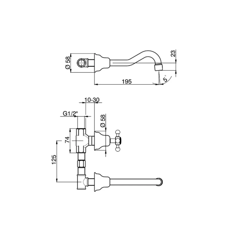 Huber Victorian 3-håls tvättställsblandare Guld VT0035102G