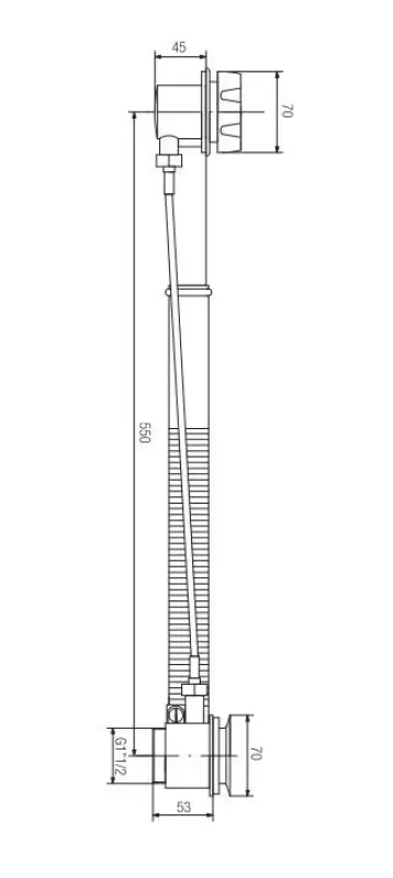 PB badavlopp i rostfritt stål med vridknapp vid överflöde för inbyggnadsbadkar 1208958381