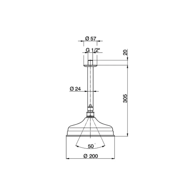 Huber Victorian Regndusch 20 cm duschhuvud krom med takarm 30 cm SS01341021