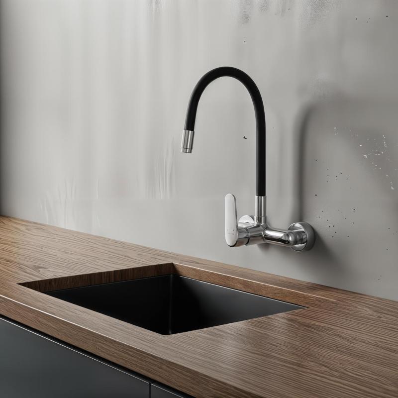 Aquatrimo Chopin väggmonterad kran krom med hög flexibel pip 21CP8462CM