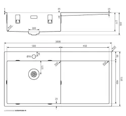 Lorreine SP-serie rostfri diskho 100x51 cm med kranhål 50SPDB-R