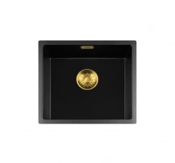 Lorreine BQ-serie diskho 44x41 cm undermonterad svart med guldplugg 40BQ37-FU-GOLD