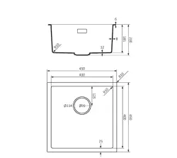 Lorreine BQ serie diskho 45x45 cm svart med svart propp 40BQ-T