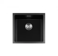 Lorreine BQ-serie diskho 45x45 cm ovanpå svart med rostfritt stål plugg 40BQ-T-INOX