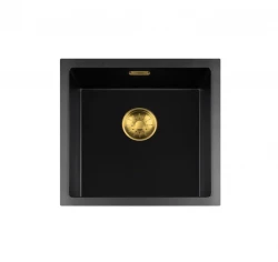 Lorreine BQ-serien diskbänk 45x45cm överbords svart med guldplugg 40BQ-T-GOLD