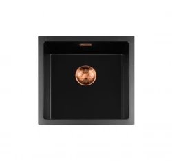Lorreine BQ-serien diskho 45x45 cm ovanpå svart med kopparpropp 40BQ-T-COPPER