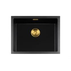 Lorreine BQ serie diskho 55x45cm ovanpå svart med guldplugg 50BQ-T-GOLD
