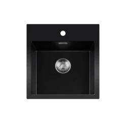 Lorreine BQ-serie diskho 46x52cm ovanpå svart med rostfri plugg 40BQ37TH-T-INOX