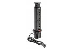 Desktop mortise förlängningskabel 60 mm, 3x UK-uttag (svart) ENGLISH VERSION 1208958626