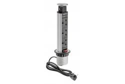 Desktop mortise förlängningskabel 60 mm, 3x UK-uttag (silver) ENGLISH VERSION 1208958627